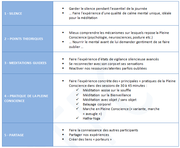 stage de méditation de Pleine Conscience